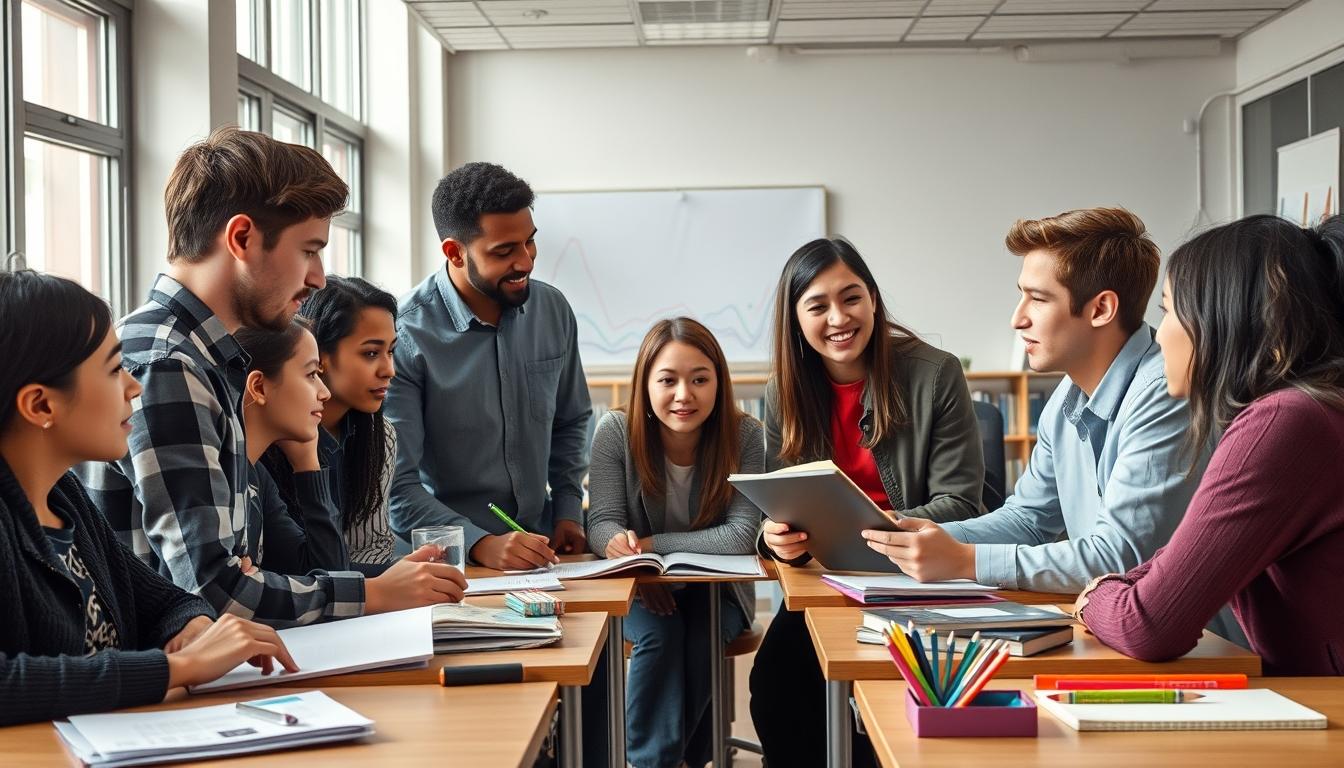 Student using learning strategies while studying